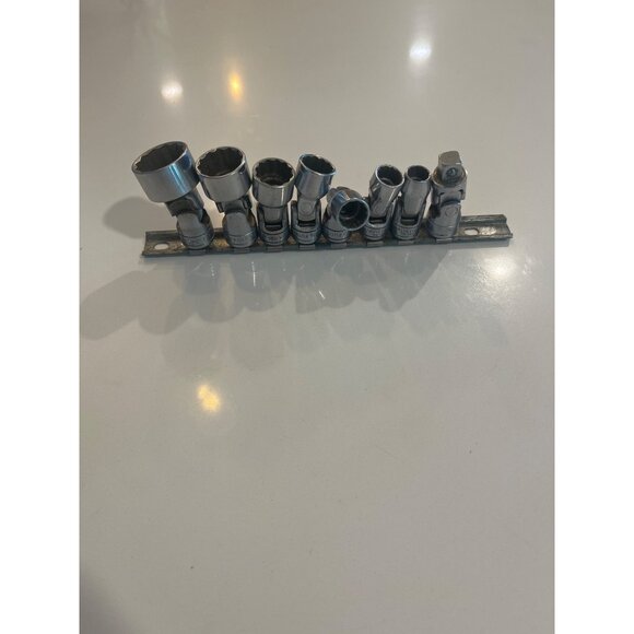 Snap-On 8-Piece Swivel Socket Set 3/8" Drive Metric Sizes 10mm-19mm Chrome Finis - Picture 2 of 5